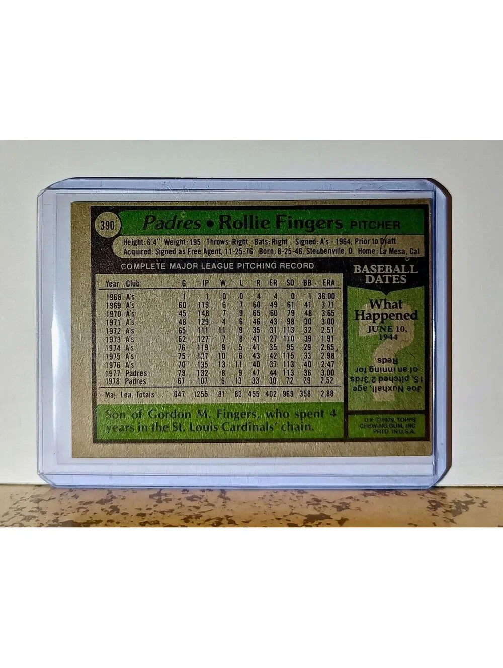 Rollie Fingers 1979 Topps MLB #390 Baseball Card San Diego Padres